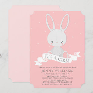 Belüftete Bunny Rabbit Girl Baby Dusche Einladung