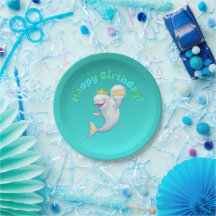 Beluga Boo Joyeux Anniversaire Assiette en Papier 
