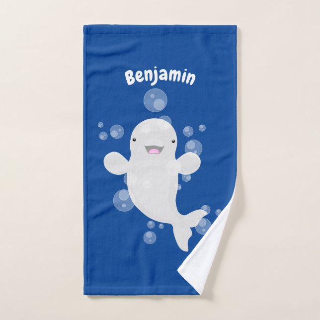 Béluga mignon bulles dessin de dessin animé (Serviette à main)