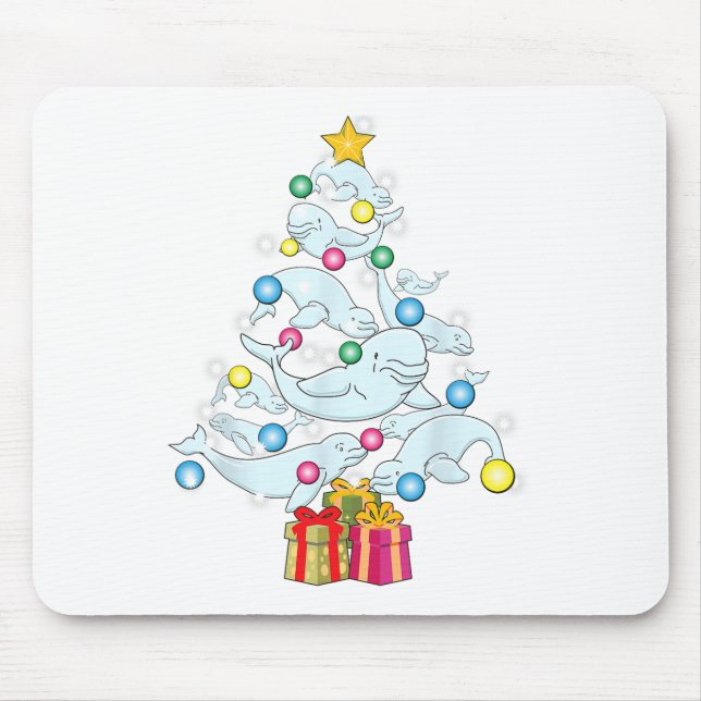 Beluga-Wal-Christbaum-Wale Weihnachten  Mousepad (Vorne)