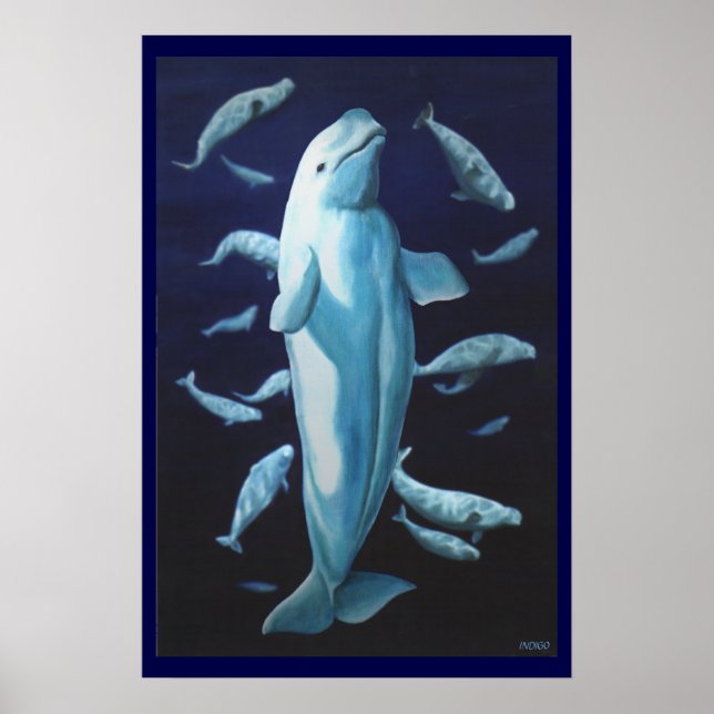 Beluga Whale Art Print Marinelife Whale Malerei Poster (Vorne)