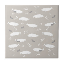 Beluga Whale auf Pastel Gray Illustration Fliese