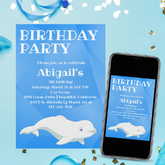 Beluga Whale Blau und Weißer arktischer Ozean Gebu Einladung