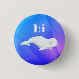 Beluga Whale Blue, Pink, Purple Arctic Ocean Button