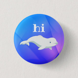 Beluga Whale Blue, Pink, Purple Arctic Ocean Button