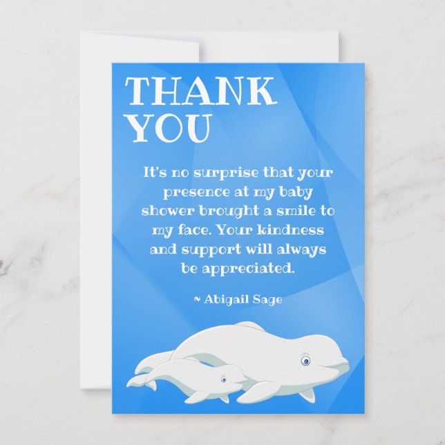 Beluga Whale Blue, White Arctic Ocean Baby Show Dankeskarte (Vorderseite)
