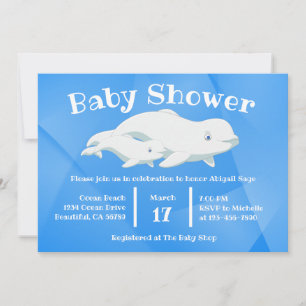 Beluga Whale Blue, White Arctic Ocean Baby Show Einladung