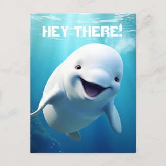 Beluga Whale Cartoon Blauer grüner arktischer Ozea Postkarte