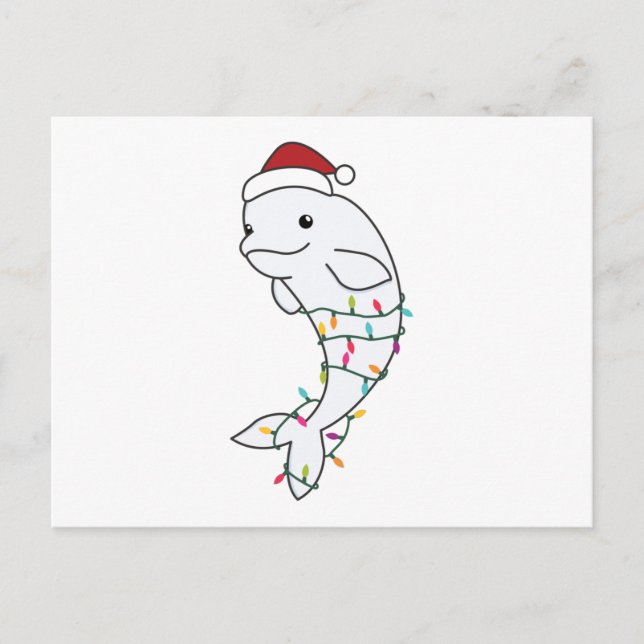 Beluga Whale Frohe Weihnachts Winter Tiere Wale Postkarte (Vorderseite)