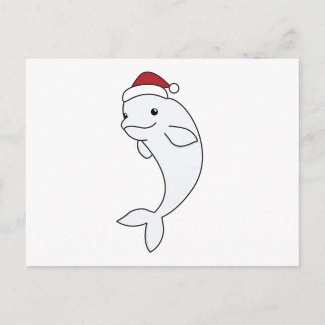 Beluga Whale Frohe Weihnachts Winter Tiere Wale Postkarte (Vorderseite)