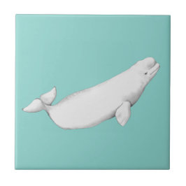 Beluga Whale Illustration Whale Lover Gift Blue Fliese