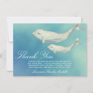Beluga Whale Mama und Calf Baby Dusche Dankeskarte
