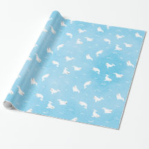 Beluga Whale Muster in Ocean Blue