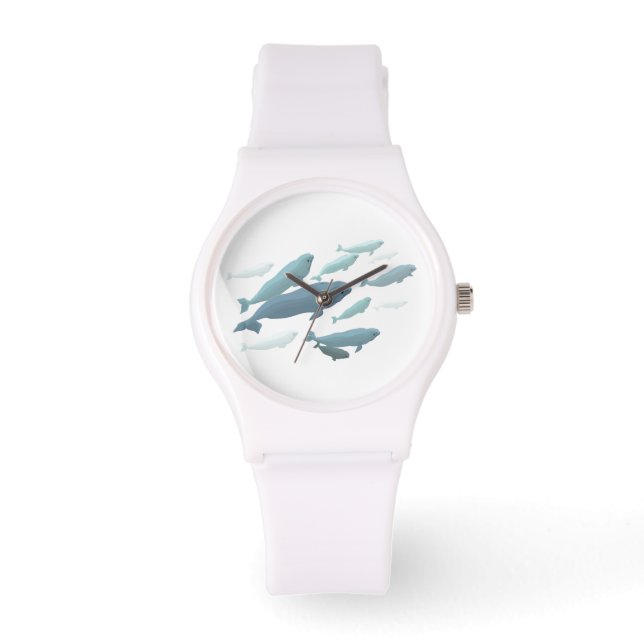 Beluga Whale Niedlich Baby Beluga Wrist Watch Armbanduhr (Vorderseite)