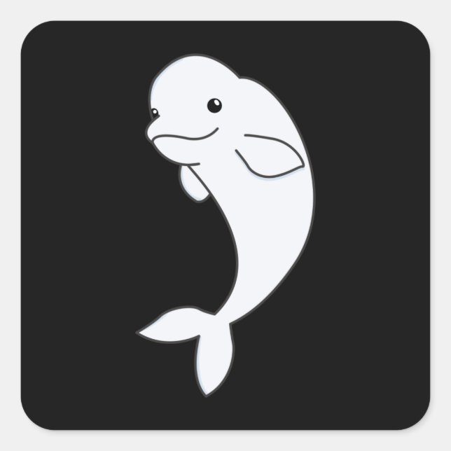Beluga Whale Niedliche Tiere für Kinder Quadratischer Aufkleber (Vorderseite)