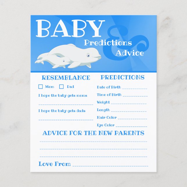 Beluga Whale Ocean Baby Shower Vorhersagen, Ratsch (Vorderseite)