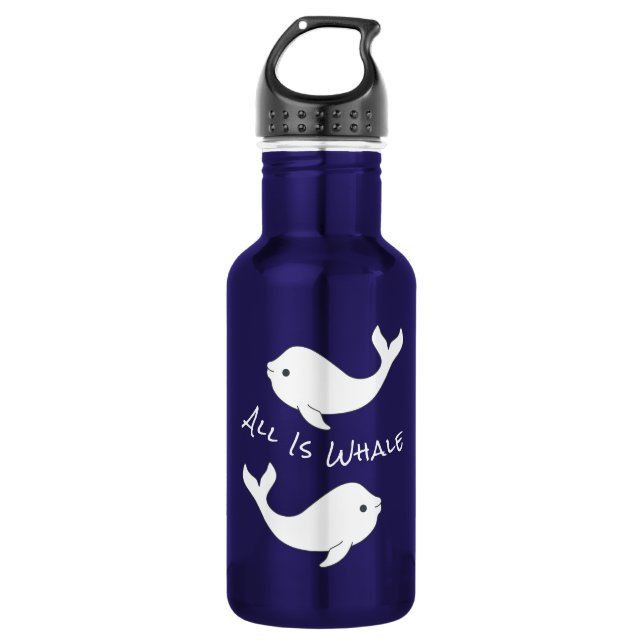 Beluga Whale Water Flasche (weißer Text) Edelstahlflasche (Vorderseite)
