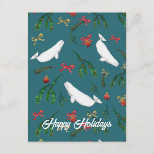 Beluga Whale Weihnachtsfeiertag Postkarte