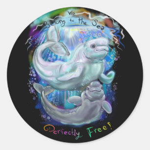 Beluga Whales Runder Aufkleber