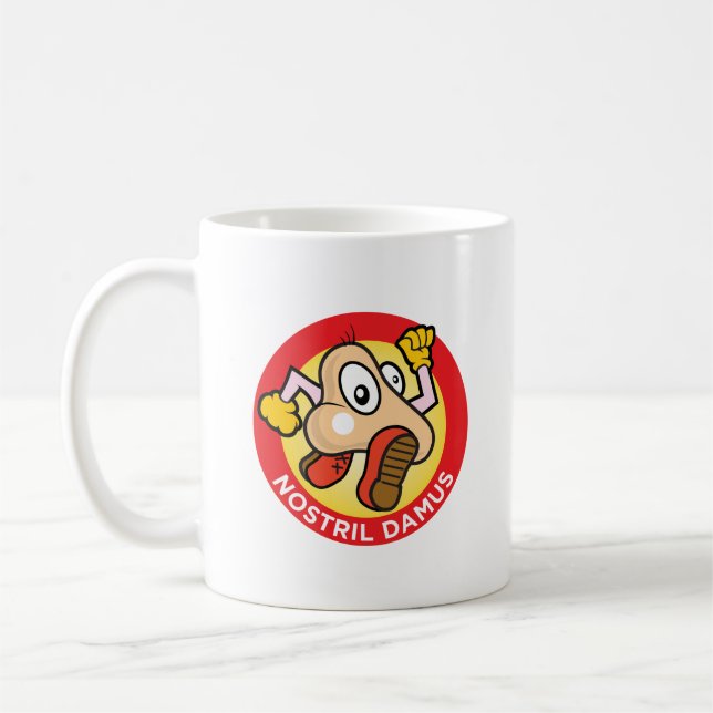 Belushis Toilette: Nasenloch Damus Kaffeetasse (Links)