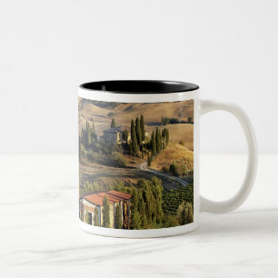 Belvedere-Haus bei Sonnenuntergang, San Quirico d' Zweifarbige Tasse