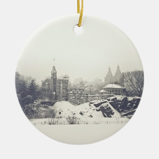 Belvedere-Schloss im Winter im Central Park Keramikornament (Vorne)