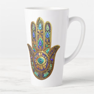 Bemaalte Gold Hamsa Türkis Saphir Drittes Auge Milchtasse