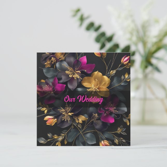 bemalt Bouquet Hochzeitseinladung Einladung (Stehend Vorderseite)