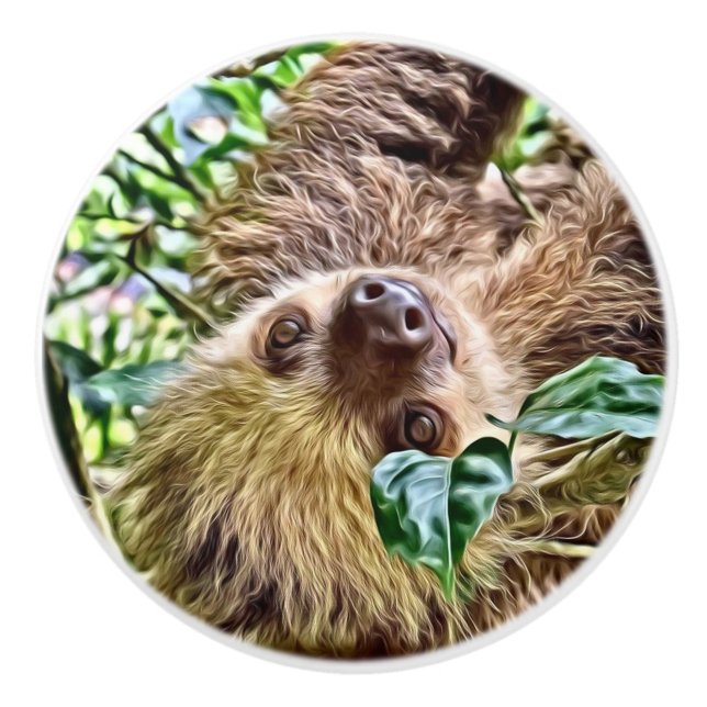 bemalt Sloth Keramikknauf (Vorderseite)