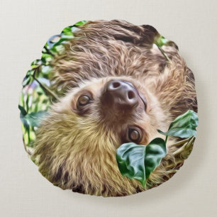 bemalt Sloth Rundes Kissen