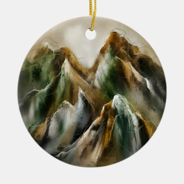 Bemalte Berge  Keramik Ornament (Vorne)