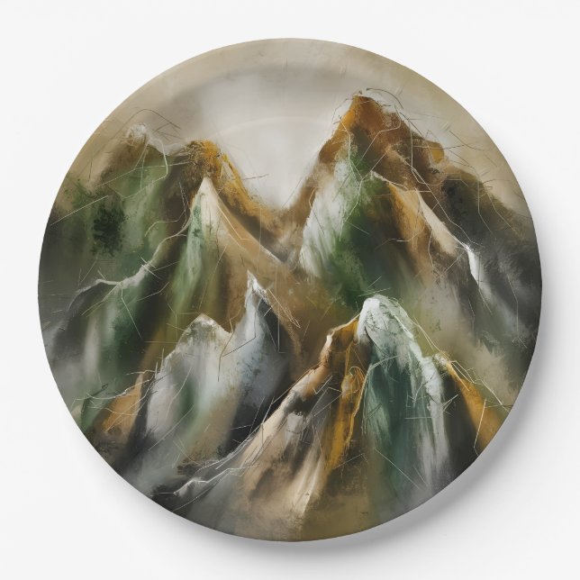 Bemalte Berge  Pappteller (Vorderseite)