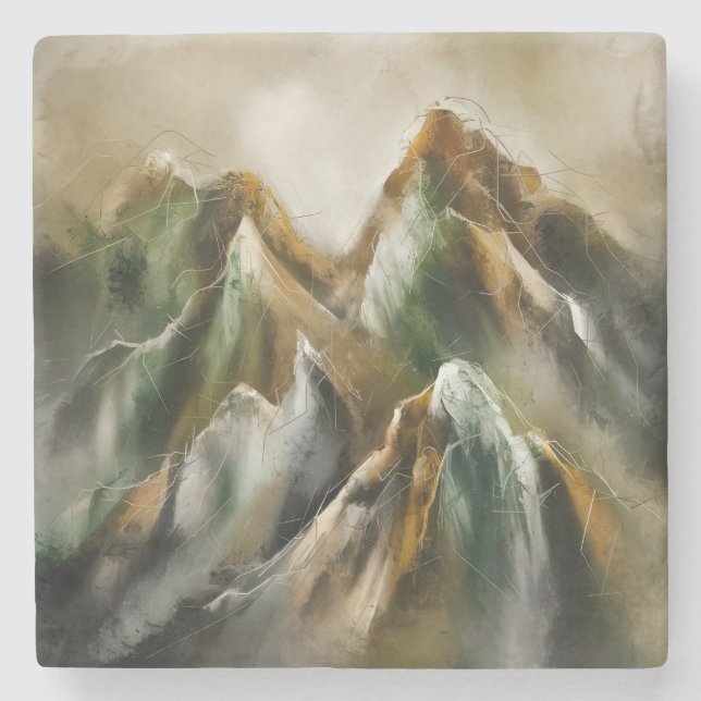 Bemalte Berge  Steinuntersetzer (Vorderseite)