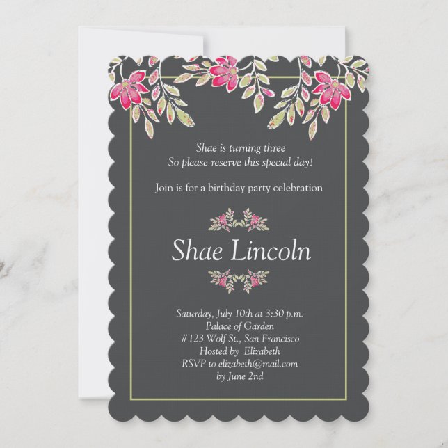 bemalte Blätter Einladung (Vorderseite)