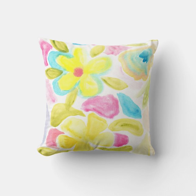 bemalte Blume und Blätter Kissen (Vorderseite)