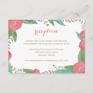 Bemalte Blumen Hochzeitsempfangskarte Begleitkarte