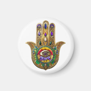 Bemalte Gold Hamsa Amethyst Rubin Drittes Auge Magnet