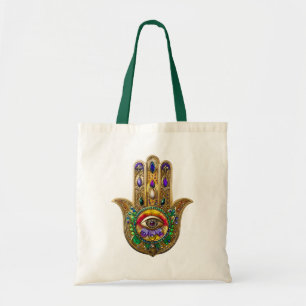 Bemalte Gold Hamsa Amethyst Rubin Drittes Auge Tragetasche