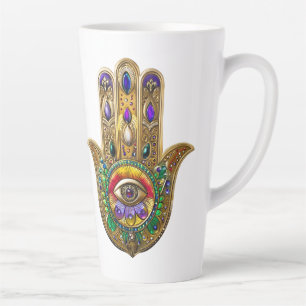 Bemalte goldene Hamsa Amethyst Rubin Drittes Auge Milchtasse