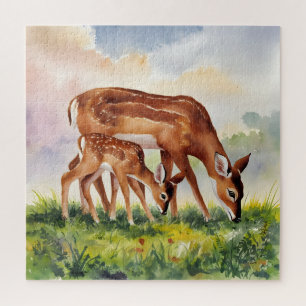 Bemalte Hirschmutter und -baby