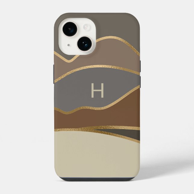 Bemalte Hügel mit Monogramm  iPhone 14 Hülle (Rückseite)