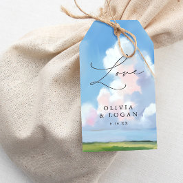 Bemalte Landschaft Blaue Himmel Wolke Hochzeitsgun Geschenkanhänger