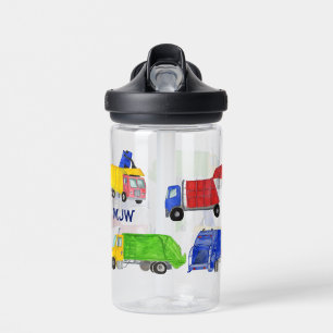Bemalte Müllwagen Jungen Monogramm Trinkflasche
