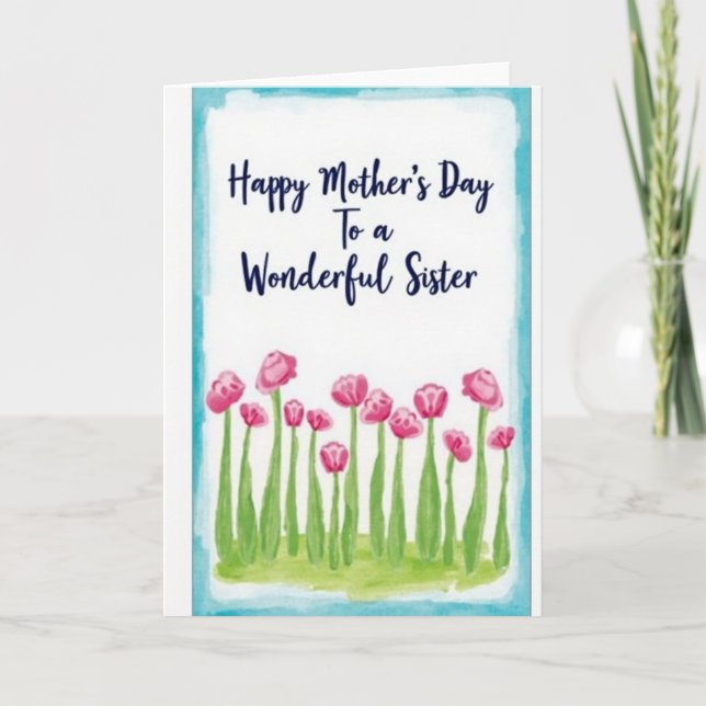 Bemalte Muttertag Schwester Karte (Vorderseite)