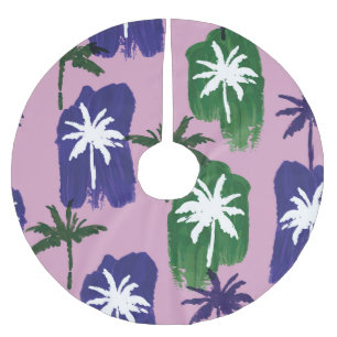 Bemalte Palme, Marineblau Grün. Polyester Weihnachtsbaumdecke