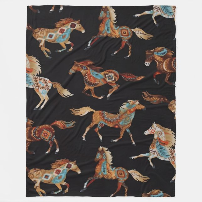 Bemalte Ponys Flanelldecke Fleecedecke (Vorderseite)