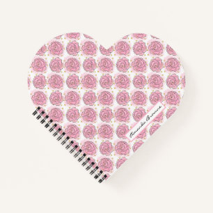 Bemalte rosa Rosen und goldener Glitter-Notizblock Notizbuch