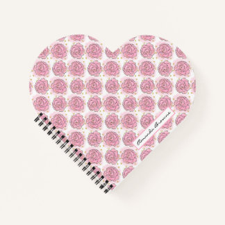 Bemalte rosa Rosen und goldener Glitter-Notizblock Notizbuch