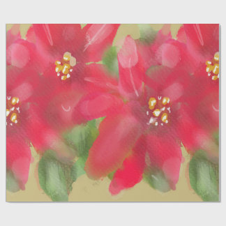 Bemalte rote und grüne Poinsettien-Weihnachtsgesta Geschenkpapier