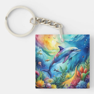 Bemalter Delfin Schlüsselanhänger